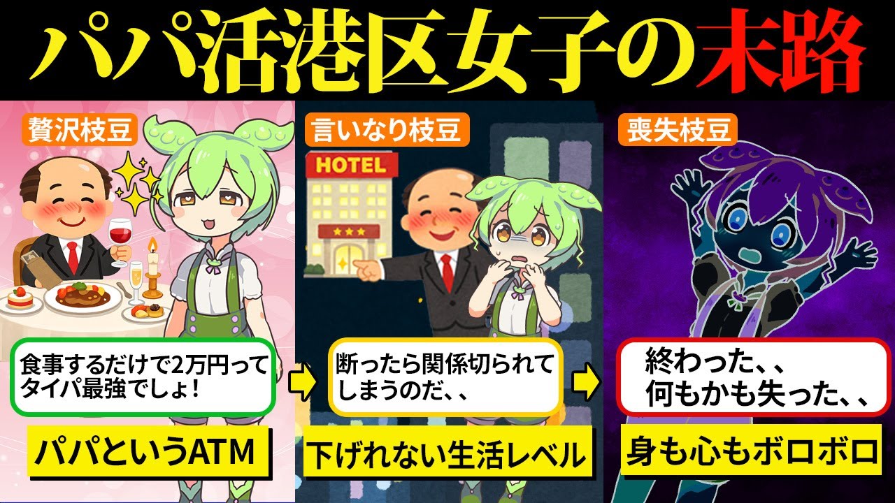 お食事するだけでお金がもらえるなんて楽勝じゃん！って思ってパパ活を続けた末路が悲惨だった…【ずんだもん＆ゆっくり解説】