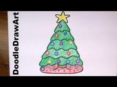 Drawing: How To Draw a Cute Cartoon Christmas Tree - Easy step by step ...