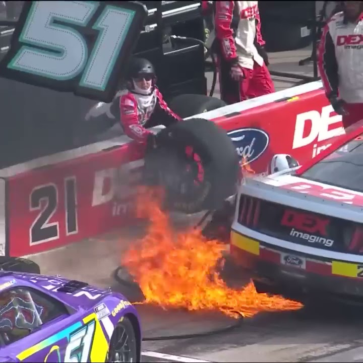 Harrison Burton catches on fire at Texas #shorts