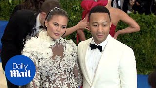 Chrissy Teigen and John Legend arrive in white at 2017 Met Gala - Daily Mail