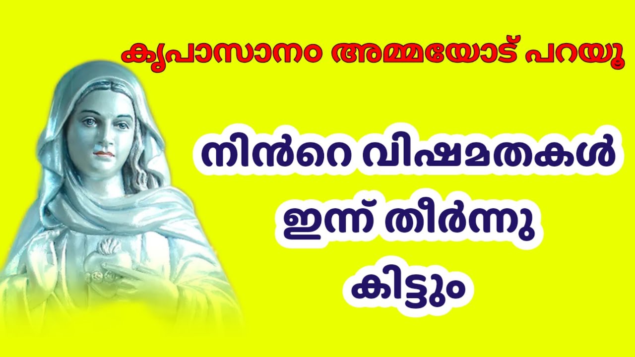 നിൻറെ വിഷമതകൾ ഇന്ന് തീർന്നു കിട്ടും, കൃപാസാനo അമ്മയോട് പറയൂ 