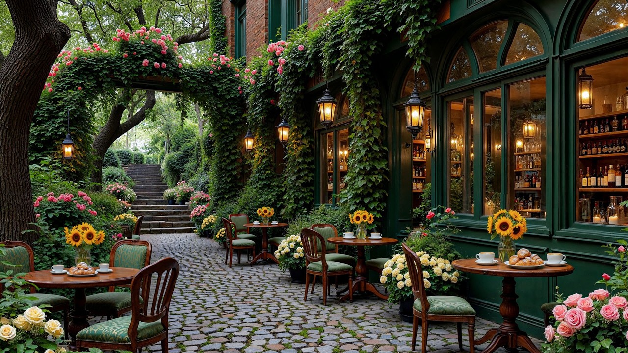 Очарование европейского уличного кафе 🌼 | Элегантная цветочная атмосфера для отдыха и вдохновения
