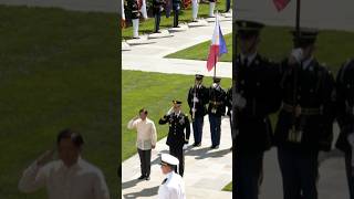 Philippine President Ferdinand Marcos Jr. places a wreath at the Tomb of the Unknown Soldier