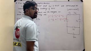 Five capacitors of capacitances C1=C2=C3=C4=10 microfarads and C5= 2.5 microfarads. The equivalent
