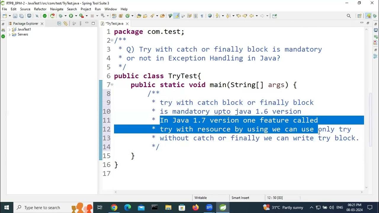 Try with catch or finally block is mandatory or not in Exception ...