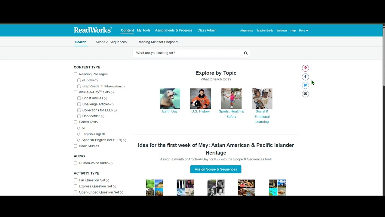 Navigating Readworks Passages