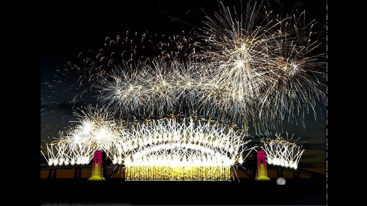 Sydney New Year Fireworks 2014 - ShowSim 3D - Afterglow Firework ...
