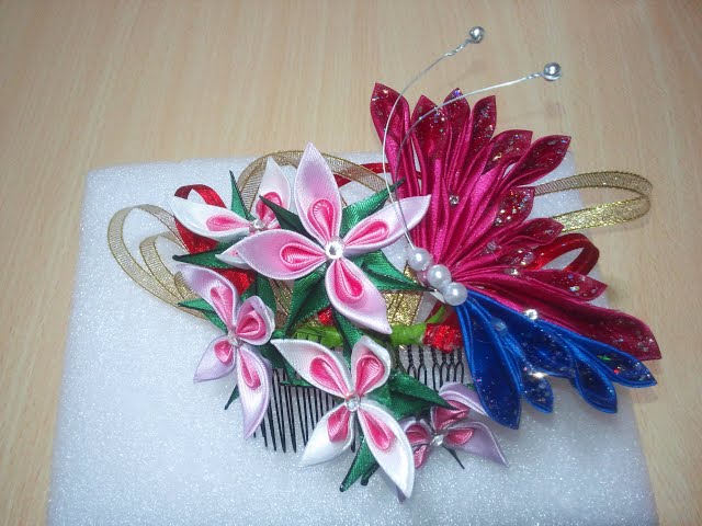DIY【創作ツマミ細工】蝶々の髪飾り1108①パーツづくり - YouTube