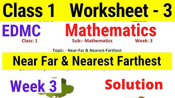 EDMC Worksheet 3 Class 1 | Class 1st maths worksheet 3 Week 3 with solution edmc worksheet class 1
