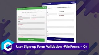 User Sign-up form with Validation Provider - WinForms - C# Tutorial