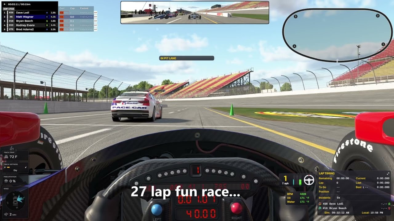 Iracing DW12 Fun Race @ Michigan