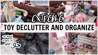 EXTREME TOY DECLUTTER AND ORGANIZE WITH ME | GETTING RID OF SO MUCH STUFF + MINIMALIZING TOYS!