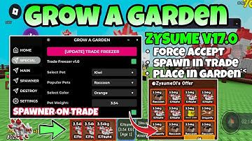 [🎁SPAWNER] Grow A Garden Script Spawn Pet In Trade & Place It Zysume Hub Update!! || Roblox Script