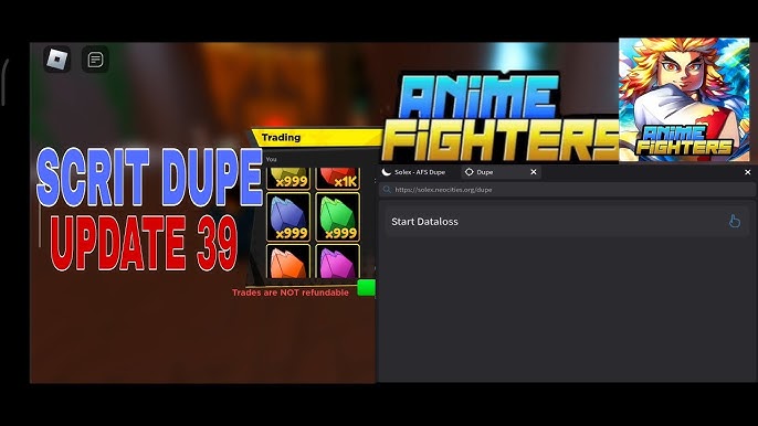 Dupe Anime Fighters Simulator Script [DATA LOSS / UNDO DATALOSS] [MOBILE/PC]  *pastebin* 