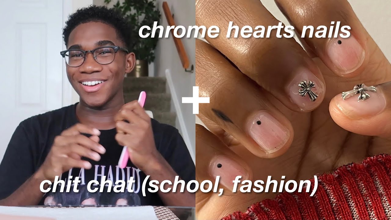 watch me paint chrome hearts nails + talk about school & fashion