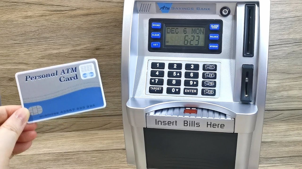 Electronic Atm Savings Box With Password Lock And Debit Card Youtube