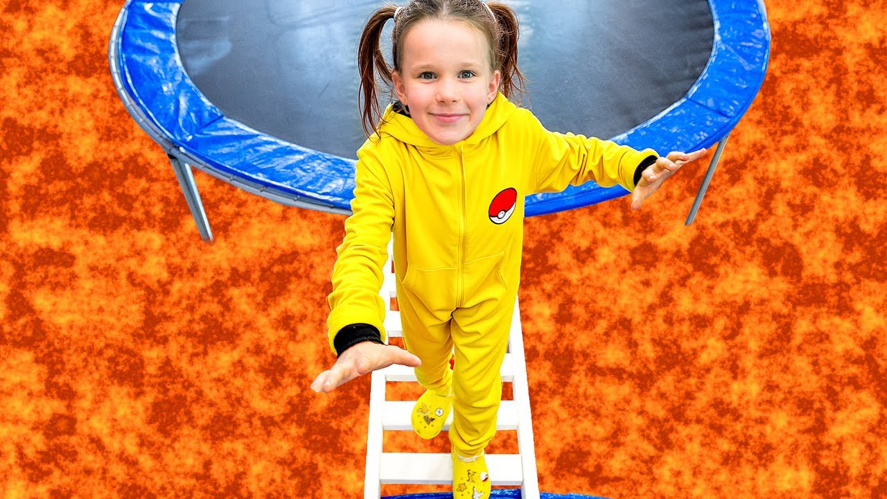 Vania Mania Дети играют Пол – лава – версия на батуте!