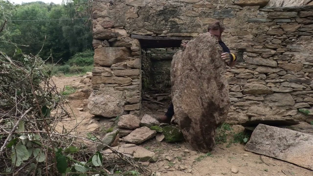 #2 Starting clearing kitchen area of our stone cabin Renovation in the Alps of Italy
