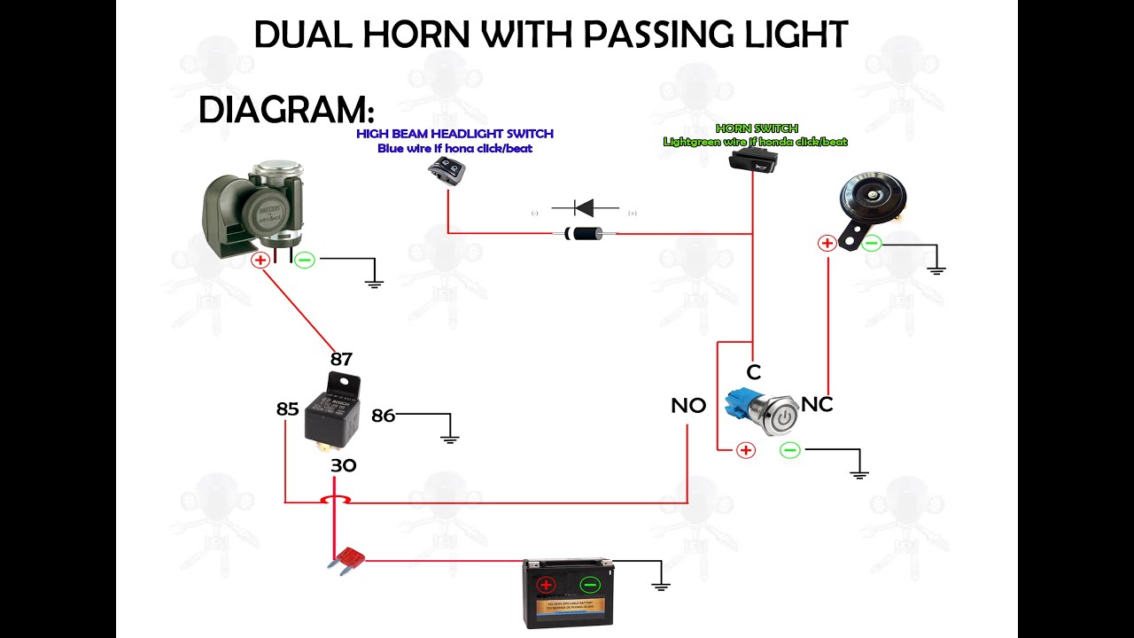 HONDA CLICK Dual horn with passing light - YouTube