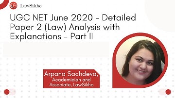 UGC NET June 2020 - Detailed Paper 2 (Law) analysis with explanations-2 | Arpana Sachdeva