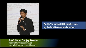 An ALP to convert BCD number into Hexadecimal number by Prof. Ketan Sanjay Desale, PCCOE