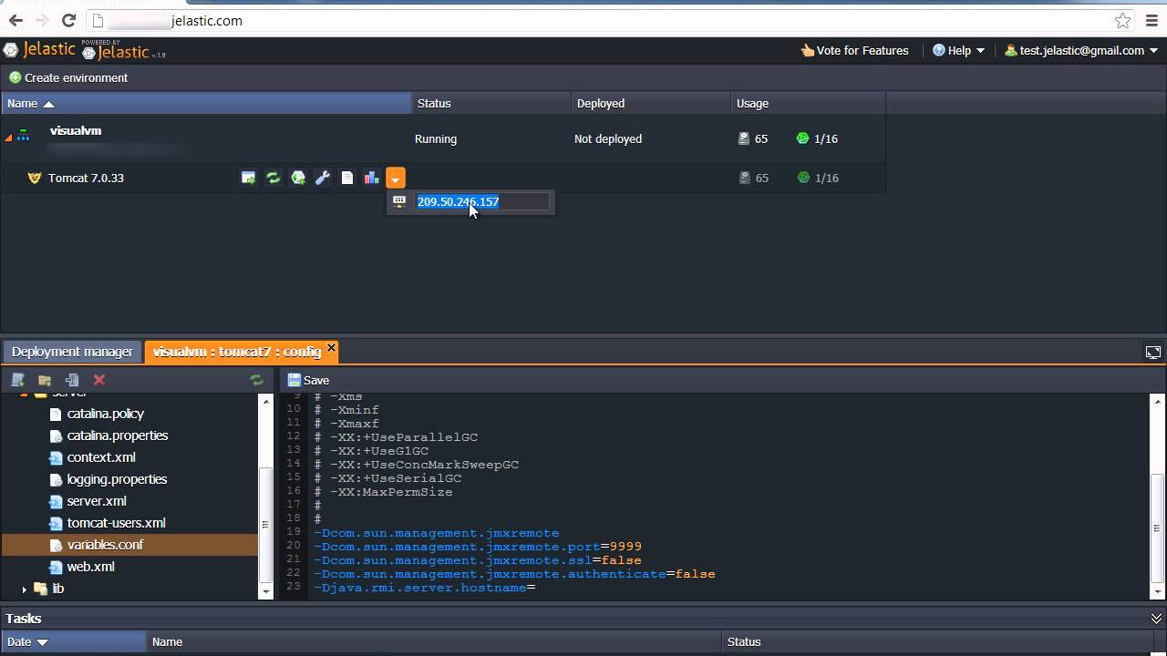 Update Remote Monitoring with JMX Tools in Jelastic Cloud: VisualVM
