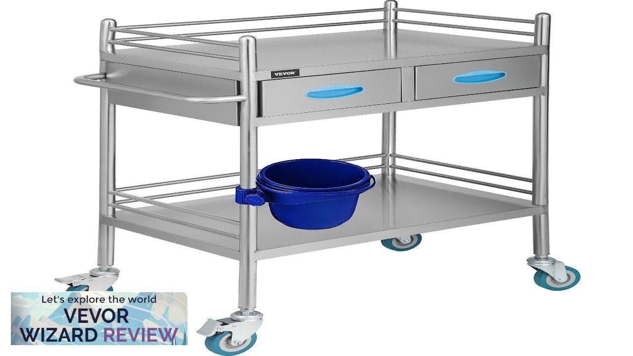 VEVOR Lab Serving Cart Utility Cart Stainless Steel Medical Cart with Two Review