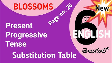 Present Progressive Tense Substitution Table I Blossoms 6th Class English