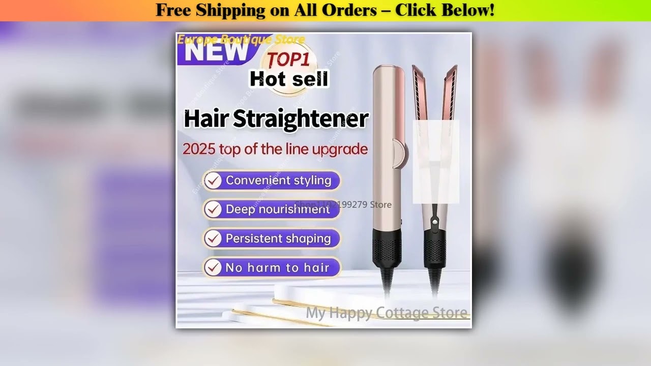Professional 2 IN 1 Hair Straightener & Hair Dryer Heat-Up Hair Flat Iron Negative Ion Iron