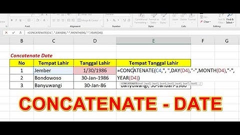Cara Menggabungkan Tempat dan Tanggal Lahir di Excel Menggunakan Rumus Concatenate Date