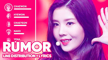 IZ*ONE - Rumor OT12 (Line Distribution + Lyrics Color Coded) PATREON REQUESTED