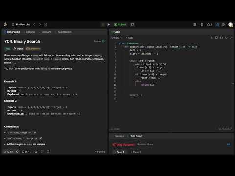 Leetcode 704 - Binary Search - Python (NeetCode 28/150)