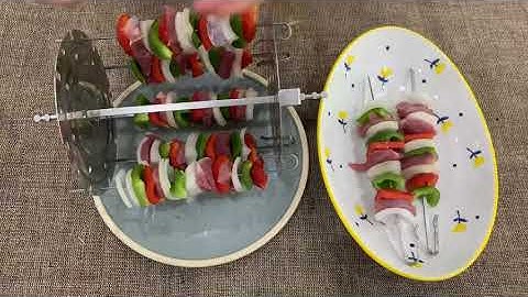 Hướng dẫn làm thịt xiên rau củ quay tròn với Nồi chiên không dầu Kalite Q10