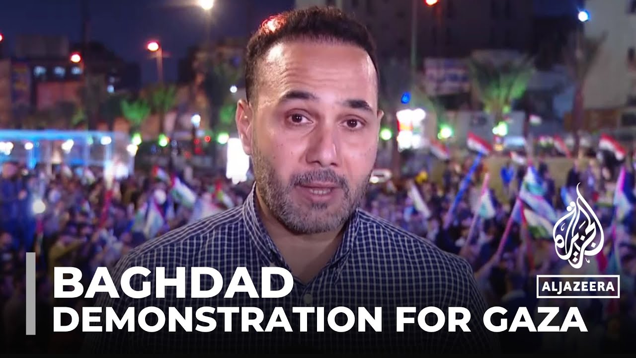 مظاهرة في بغداد: مئات الأشخاص يتجمعون للمطالبة بإنهاء الحرب على غزة