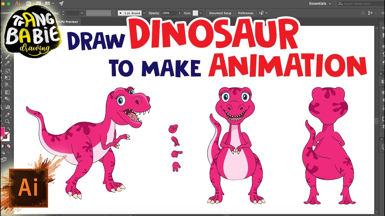 How to Create Dinosaur Cartoon to make Animation Step by step | Adobe ...