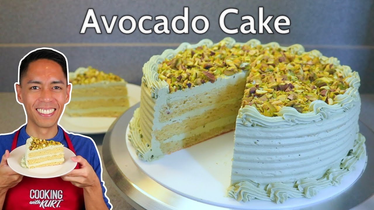 Avocado Cake: Light Chiffon & Fresh Avocado Buttercream with Chopped Pistachios | Cooking with Kurt