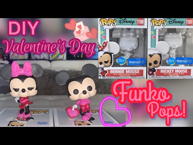 New Disney Funko Pops!: DIY Valentine's Day Minnie and Mickey painting 