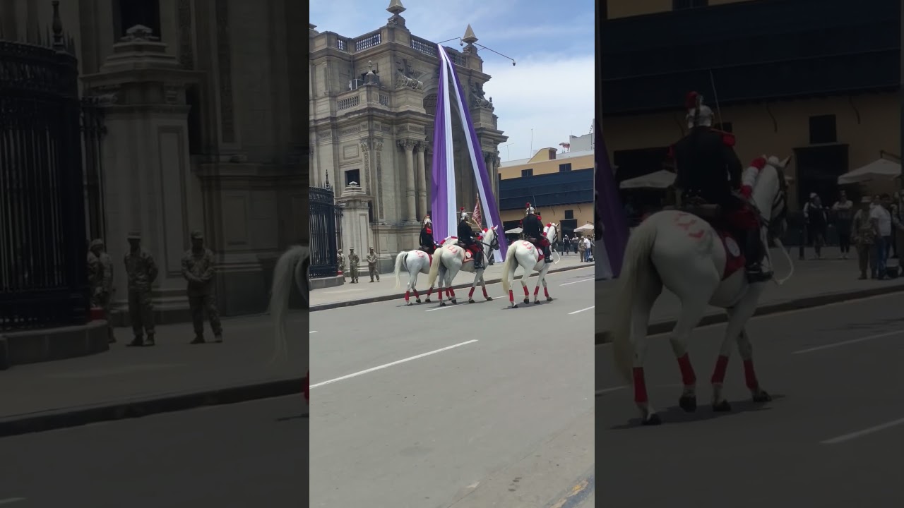 Después de realizar el cambio de guardia la caballería Mariscal Domingo Nieto se retira con aplausos