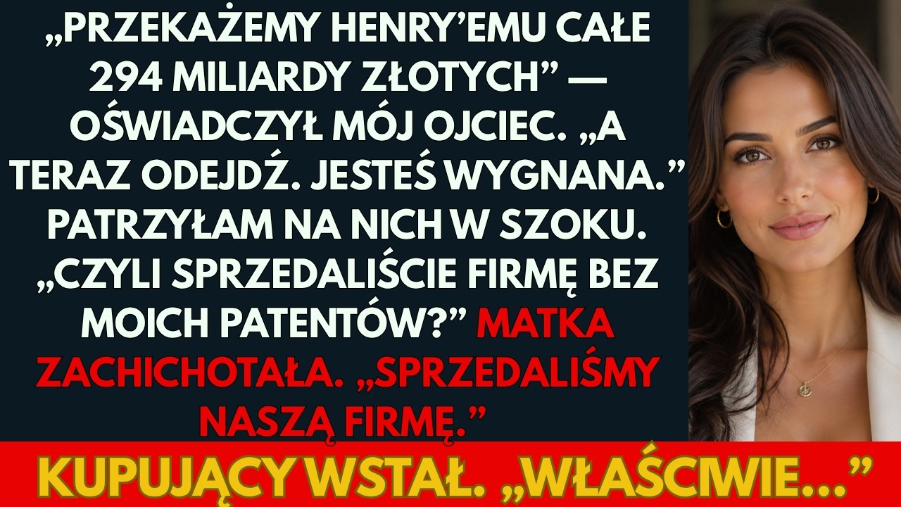 „Całe 294 miliardy trafiają do Henry’ego. Ty nie otrzymasz udziału.” Ojciec powiedział to spokojnie, poprawiając mankiet koszuli, w sali pełnej prawników i dokumentów sprzedaży firmy, którą...