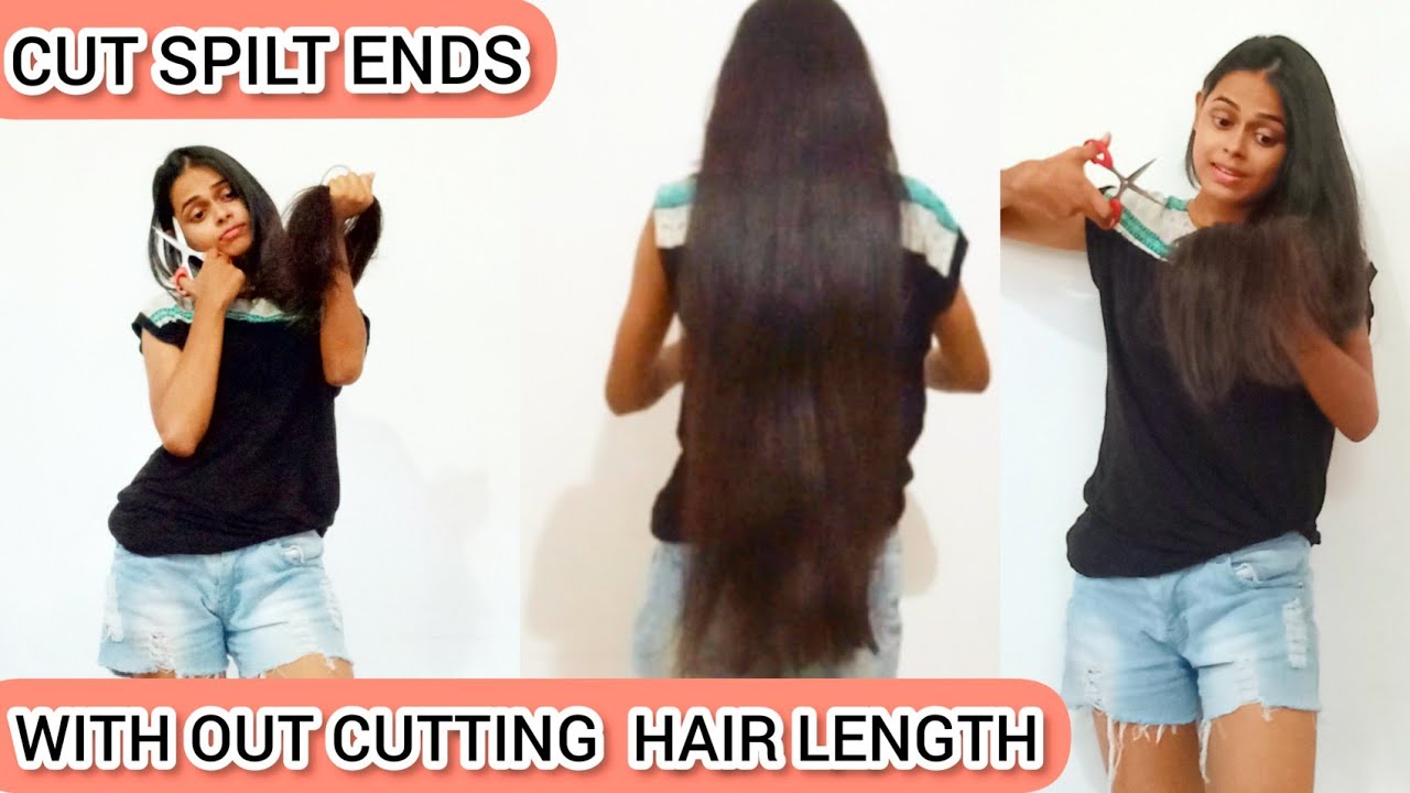 How to cut your spilt ends at home || without cutting your hair length ...