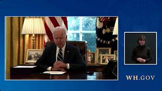 President Joe Biden signs the American Rescue Plan
