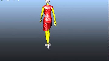 Cloth simulation - Red dress on walking lady character