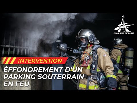 EFFONDREMENT D'UN PARKING SOUTERRAIN EN FEU.