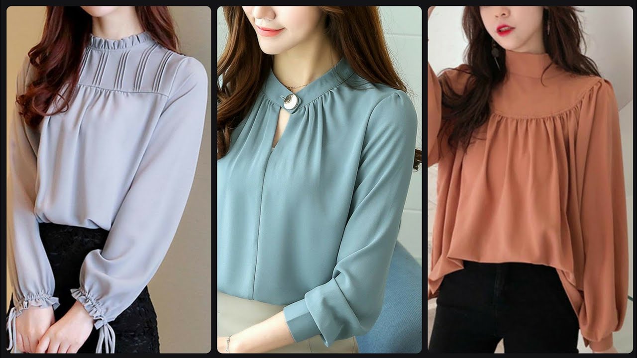 Gorgeous & Ravishing Women Gathered Style Chiffon Office Wear Blouses