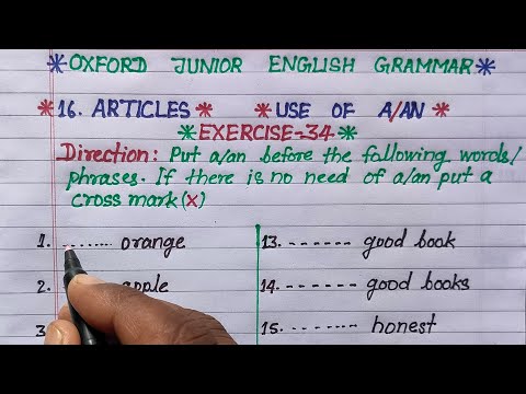 exercise 34 | oxford junior english grammar exercise 34 | use of a and an in english grammar