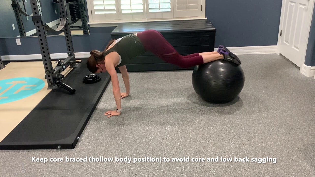 Stability ball knee tuck with roll out YouTube