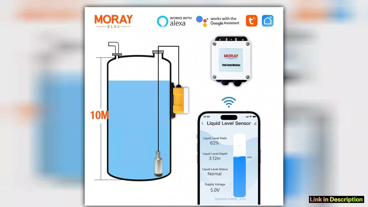 ME202W 10M Tuya Smartlife App Remote Local Mobile Silo Display Sensor Wireless Digital Oil Water Le