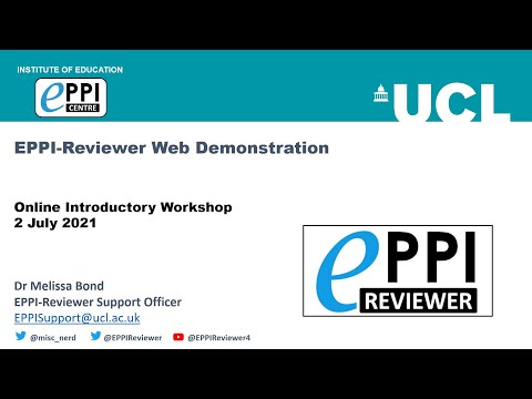 Introduction to EPPI-Reviewer Web - Webinar - 2 July 2021