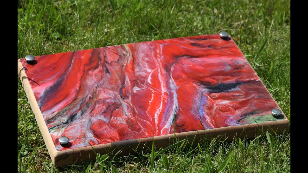 Planche à découper en bois et époxy bleu : Ocean Flow Art - France