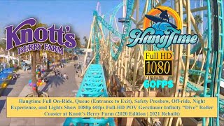 Hangtime On-Ride, Queue, Preshow, & Night 60fps POV Infinity Roller Coaster, Knott's Berry Farm 2020